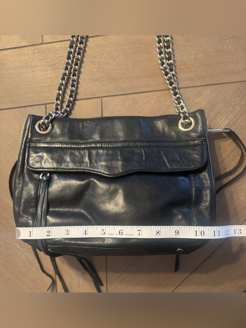 Rebecca Minkoff Swing Convertible Black Leather Chain-Strap Crossbody Purse - Picture 11 of 13